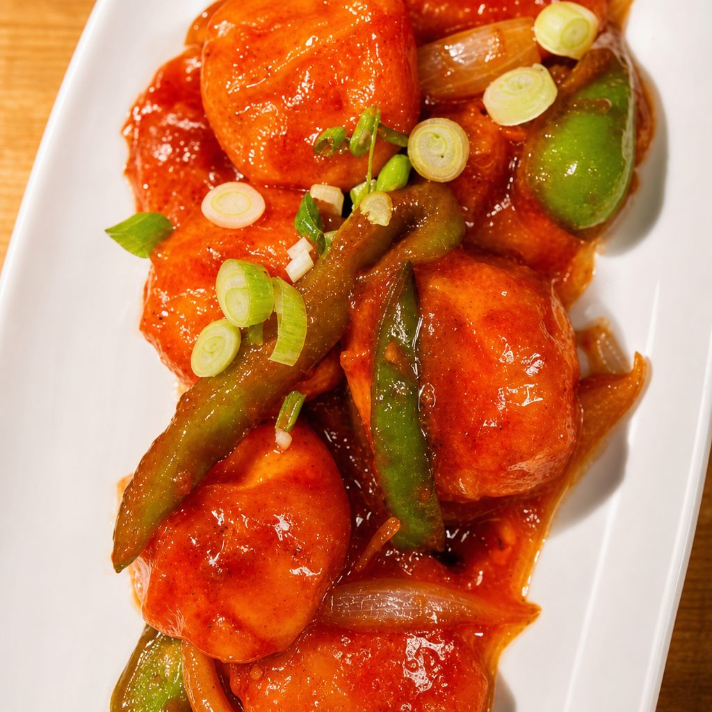 Chilli momo chicken.
